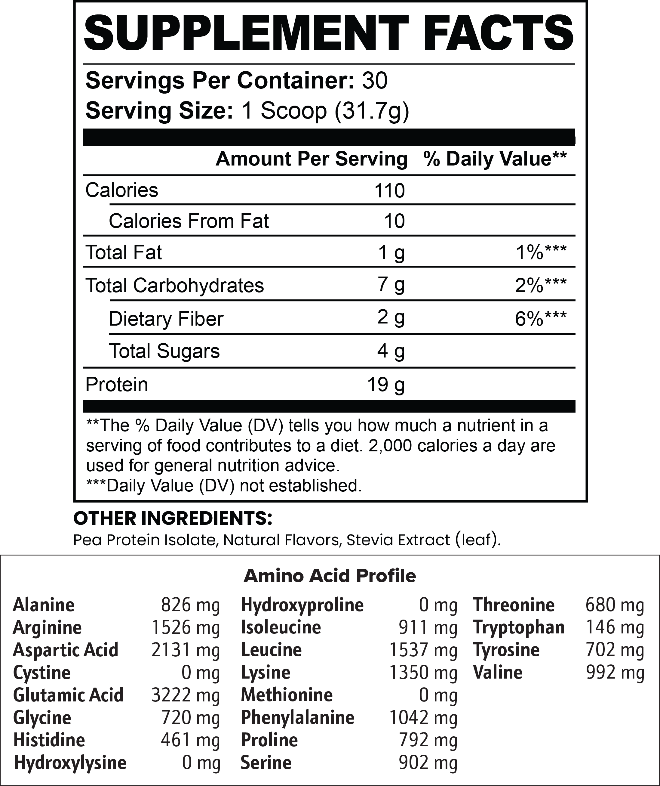 Chocolate Vegan Pea Protein Isolate Powder 2.09lbs