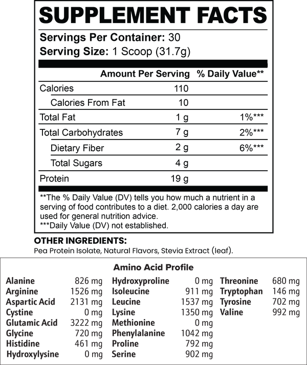 Chocolate Vegan Pea Protein Isolate Powder 2.09lbs