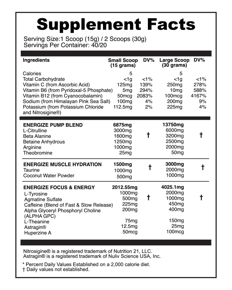 Energize Complete Pre-Workout and Pump Blend