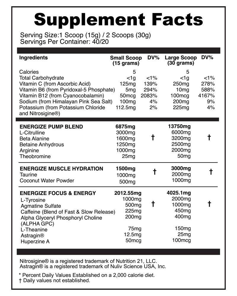 Energize Complete Pre-Workout and Pump Blend