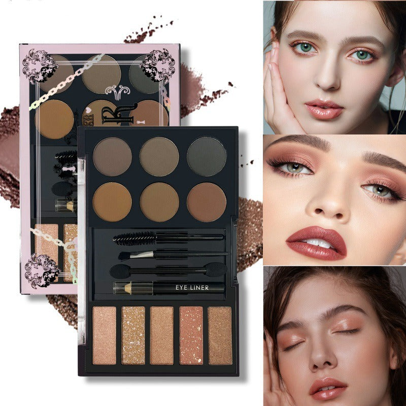All-in-One Eyeshadow and Eyebrow Makeup Palette with Tools