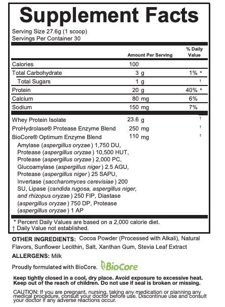 Chocolate Whey Protein Isolate Powder for Fitness