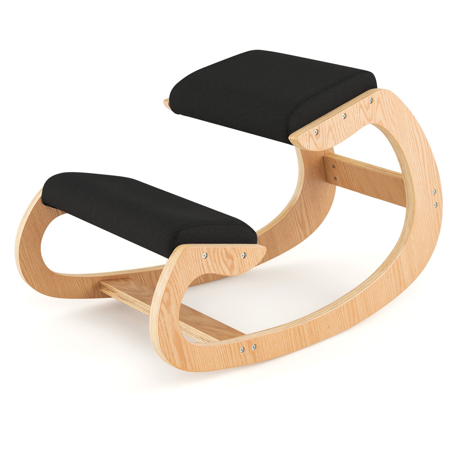 Wooden Rocking Chair with Padded Seat and Knee Support